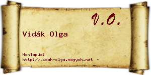Vidák Olga névjegykártya